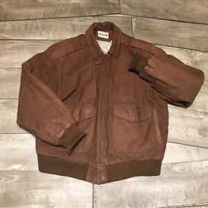 Vintage At Ease Type A-2 G-1 Style Bomber Flight Brown Leather Jacket Sz Medium